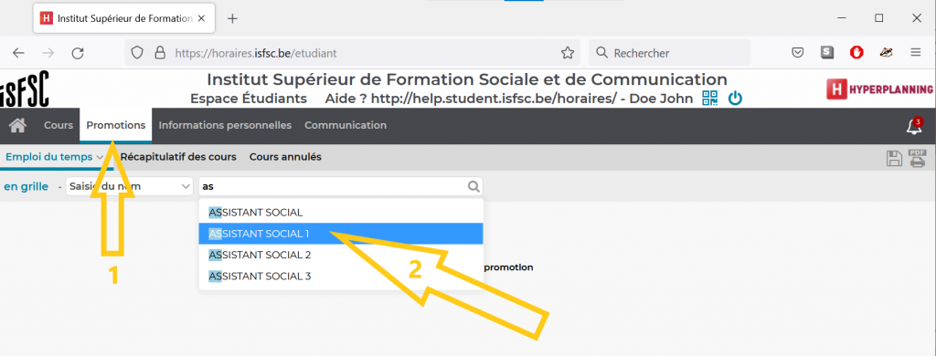 Choix de la Promotion